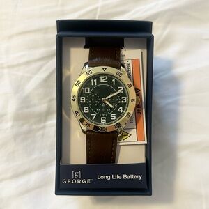 George Men's Green Dial with Brown Leather Band Watch